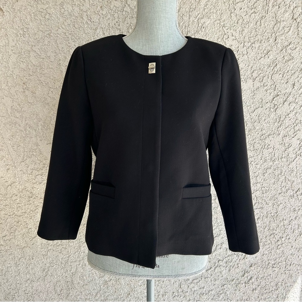 Philosophy Solid Black Blazer Classy Jacket - Size 8